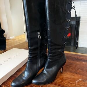 Black Leather Knee-High Boots
